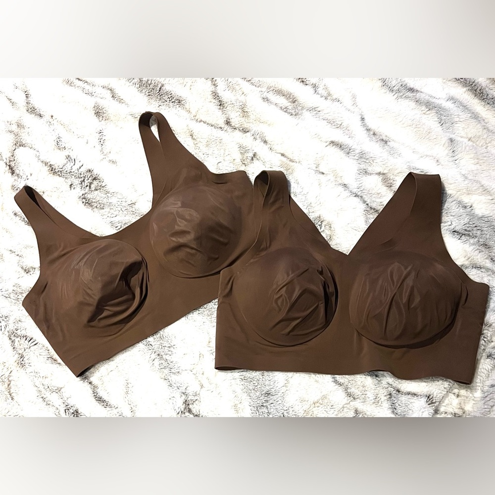 Two Evelyn & Bobbie Defy Bras - Everyday Smooth Support Brown Bras 2XL